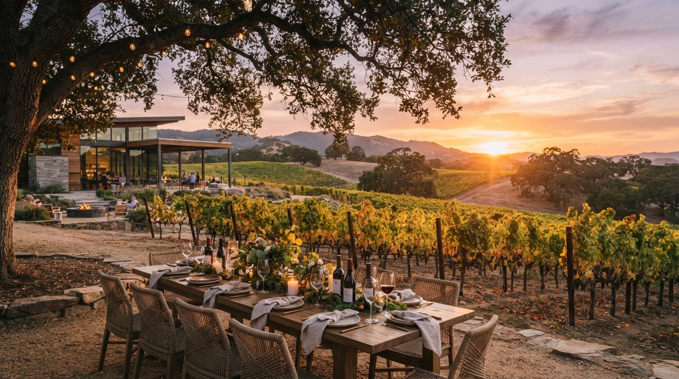 Paso Robles vineyard during California harvest season