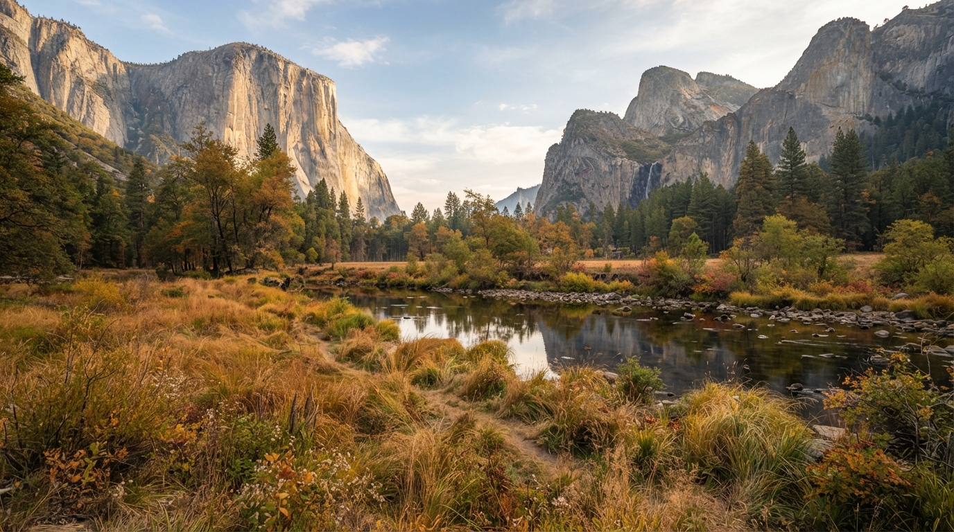 Quiet Yosemite meadow during an autumn California trip